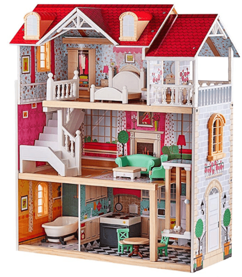Top Bright duży drewniany domek dla lalek z windą zdjęcie 5