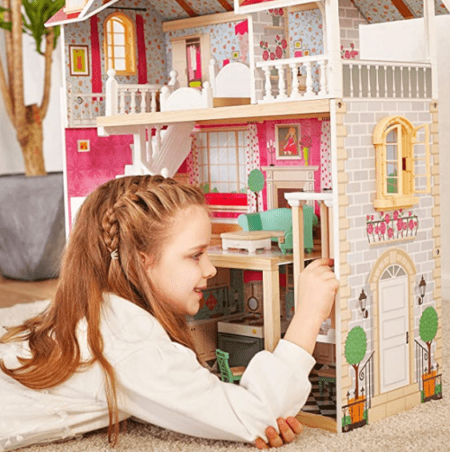 Top Bright duży drewniany domek dla lalek z windą zdjęcie 3